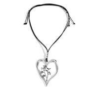 ZYKEJJDDAK Cadena de clavícula ajustable, collar de flores de nacimiento de diciembre, para fiestas, colgante de corazón, cadena de clavícula, moda, 71cm80cm, Metal, No es una piedra preciosa