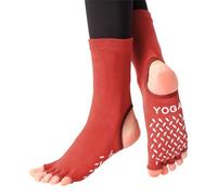 ZYKEJJDDAK Calcetines de ejercicio antideslizantes con tracción de silicona y cobertura media de la pantorrilla, tacón abierto, yoga, pilates, para mujer, puntera media, yoga, rosso, Talla única