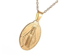 ZYKEJJDDAK Colgante ovalado para mujer, collar de fe con colgante de vírgenes para uso diario, SizeApprox.1.7x3.5cm/0.67x1.38inches, Acero inoxidable, No es una piedra preciosa
