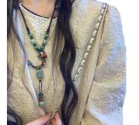 ZYKEJJDDAK Collar artesanal de cerámica con diseño de mariposa, ajustable, de algodón, vintage, ligero para mujer, 5.85x4.68in, cerámica, No es una piedra preciosa