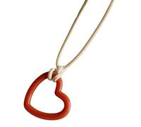 ZYKEJJDDAK Collar con colgante de corazón hueco, gargantilla de cuerda colorida, joyería de moda, clavícula simple, 3.12x1.95in, Cordón de piel de resina, No es una piedra preciosa