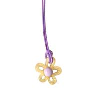 ZYKEJJDDAK Collar con colgante de flor hueca de acrílico, cadena de poliuretano, gargantilla de dopamina, adorno de joyería de cumpleaños, 455cm 3cm, Cuerda de cuero + acrílico, No es una piedra