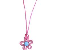 ZYKEJJDDAK Collar con colgante de flor hueca de acrílico, cadena de poliuretano, gargantilla de dopamina, adorno de joyería de cumpleaños, 455cm 3cm, Cuerda de cuero + acrílico, No es una piedra