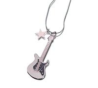ZYKEJJDDAK Collar con colgante de guitarra de estrella de cinco puntas de Corea a la moda, collar gótico punk, joyería de fiesta, 45cm, Metal, No es una piedra preciosa