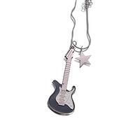 ZYKEJJDDAK Collar con colgante de guitarra de estrella de cinco puntas de Corea a la moda, collar gótico punk, joyería de fiesta, 45cm, Metal, No es una piedra preciosa