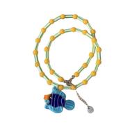 ZYKEJJDDAK Collar con colgante de pez de cristal hecho a mano, cadena de cuentas coloridas, gargantilla de longitud ajustable para un estilo elegante, 5.07x2.34in, Acrílico de pez de, No es una piedra