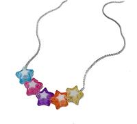ZYKEJJDDAK Collar con colgante en forma de estrella, accesorio vintage, cadena para el cuello de corazón para mujer, cuentas acrílicas, 40 cm, Acrílico, No es una piedra preciosa