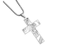 ZYKEJJDDAK Collar con dije de crucifijo católico, longitud ajustable, cadena de cuello con símbolo de fe, cadena de clavícula para hombre, 51cm60cm, Metal, No es una piedra preciosa