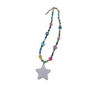ZYKEJJDDAK Collar con dije de estrella con cuentas de colores, collar con colgante de estrella llamativo para mujer, 3.9x3.9in, Mi Zhu, No es una piedra preciosa