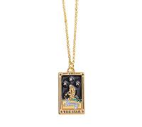 ZYKEJJDDAK Collar de cartas de tarot de estilo antiguo que muestra el símbolo del mago textura de latón para un accesorio único, 405cm 1.5*2.5CM, Cobre, No es una piedra preciosa