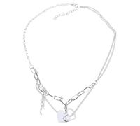 ZYKEJJDDAK Collar de corazón de color plateado, regalo para esposa, novia, madre, fiesta sorpresa, joyería ajustable