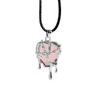 ZYKEJJDDAK Collar de corazón de cristal, cadena de clavícula para mujeres y niñas, diseño de corazón irregular hueco, tendencia, Size approx.42cm/16.54in, Cuerda de aleación de cuero, No es una piedra