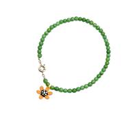 ZYKEJJDDAK Collar de cristal ajustable con decoración de flores vibrantes para mujeres elegantes que buscan individualidad casual, 45cm, Piedra ojo de gato + esmaltado, No es una piedra preciosa
