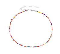 ZYKEJJDDAK Collar de cuentas acrílicas con cuentas coloridas, cadena de clavícula, gargantilla corta, joyería para mujeres y niñas, playa, 4.29x3.12in, Acrílico, No es una piedra preciosa