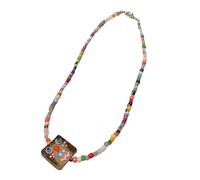 ZYKEJJDDAK Collar de cuentas de resina con dije de monstruos para fiesta, joyería para el cuello, collar de cuentas coloridas para uso diario, 3.12x1.95in, Resina + cuentas de arroz, No es una piedra