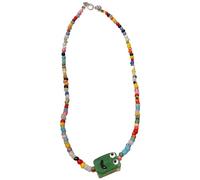 ZYKEJJDDAK Collar de cuentas de resina con dije de monstruos para fiesta, joyería para el cuello, collar de cuentas coloridas para uso diario, 3.12x1.95in, Resina + cuentas de arroz, No es una piedra