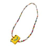 ZYKEJJDDAK Collar de cuentas de resina con dije de monstruos para fiesta, joyería para el cuello, collar de cuentas coloridas para uso diario, 3.12x1.95in, Resina + cuentas de arroz, No es una piedra