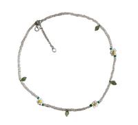 ZYKEJJDDAK Collar de cuentas inspirado en Corea de moda con dije de margaritas y cerezas, cadena de clavícula de longitud ajustable, 3.9x1.17in, cuentas, No es una piedra preciosa
