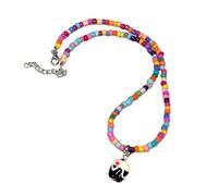 ZYKEJJDDAK Collar de cuentas tejido a mano, color playa, cuentas de arroz con colgante de tarta, 40 cm, Resina, No es una piedra preciosa