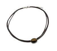 ZYKEJJDDAK Collar de cuero ajustable con piedra de ojo auténtica, joyería de cuello de moda para mujeres que buscan, Size Approx. 17.122.55inch43.56.5cm, Cuero, No es una piedra preciosa