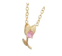 ZYKEJJDDAK Collar de diseño delicado de tulipanes en oro con detalles de cristales, ideal para uso diario o fiestas, Size Tulips 2.4cm/0.94inch, Rose 2.9cm/1.14inch, Cobre, No es una piedra preciosa