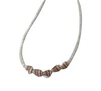 ZYKEJJDDAK Collar de dopamina de cristal, cadena de clavícula de concha natural delicada para uso diario, SizeApprox.385cm/152, Cuentas de arroz + conchas, No es una piedra preciosa