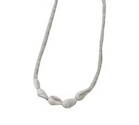 ZYKEJJDDAK Collar de dopamina de cristal, cadena de clavícula de concha natural delicada para uso diario, SizeApprox.385cm/152, Cuentas de arroz + conchas, No es una piedra preciosa