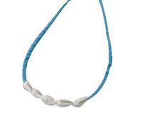 ZYKEJJDDAK Collar de dopamina de cristal, cadena de clavícula de concha natural delicada para uso diario, SizeApprox.385cm/152, Cuentas de arroz + conchas, No es una piedra preciosa