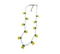 ZYKEJJDDAK Collar de flores de cuentas coloridas de Corea del Sur 2023 para niña, arcoíris, pequeña gargantilla arrugada de crisantemo, 3.9x3.9in, Mi Zhu, No es una piedra preciosa