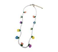 ZYKEJJDDAK Collar de flores de cuentas coloridas de Corea del Sur 2023 para niña, arcoíris, pequeña gargantilla arrugada de crisantemo, 3.9x3.9in, Mi Zhu, No es una piedra preciosa