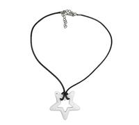 ZYKEJJDDAK Collar de moda punk hip hop para hombres y mujeres, joyería de dopamina, collar con colgante de estrella hueca, dulce y fresco, 3.12x2.73in, Cuerda de cuero acrílico, No es una piedra