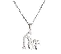 ZYKEJJDDAK Collar familiar de color plateado para mamá e hija, collar para el día de la madre, cadena de acero inoxidable, SizeApprox.1.8x3.3cm/0.71x1.3inches, Acero inoxidable, No es una piedra