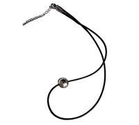 ZYKEJJDDAK Collar minimalista con colgante redondo de metal, cadena de clavícula de cuerda de cera, gargantilla de bola redonda de acero, cadena larga