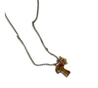 ZYKEJJDDAK Collar único con piedra de ojo de animal para añadir un ambiente natural y artístico, diseños de hongos, 715.5, acero de titanio de piedra, No es una piedra preciosa