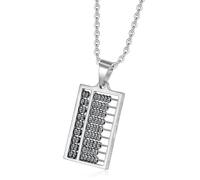 ZYKEJJDDAK Collar único de acero inoxidable con colgante de ábaco para cálculos simples, regalos especiales para amigos, 3.35*1.9, acero de titanio, No es una piedra preciosa