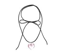 ZYKEJJDDAK Elegante collar con colgante de corazón gótico para mujer, boda, nupcial, nudo anudado, cadena ajustable, 43cm, vidrio/esmaltado, No es una piedra preciosa