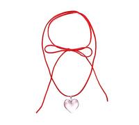 ZYKEJJDDAK Elegante collar con colgante de corazón gótico para mujer, boda, nupcial, nudo anudado, cadena ajustable, 43cm, vidrio/esmaltado, No es una piedra preciosa