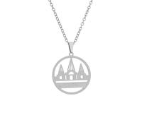 ZYKEJJDDAK Elegante collar con colgante de templo Lalish de Yazdi, unisex, a la moda, para el cuello, llamativas cadenas para el cuello, 4.68x3.12in, Acero inoxidable, No es una piedra preciosa