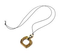 ZYKEJJDDAK Elegante collar con colgante tribal redondo de cadena larga de resina y cordón de nailon con textura para jóvenes, Size Approx. 1.46x1.65inch3.7x4.2cm, Cuerda de nailon, resina, No es una