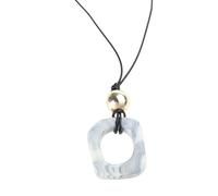 ZYKEJJDDAK Elegante collar con colgante tribal redondo de cadena larga de resina y cordón de nailon con textura para jóvenes, Size Approx. 1.46x1.65inch3.7x4.2cm, Cuerda de nailon, resina, No es una