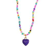 ZYKEJJDDAK Exquisitas cadenas de corazón en colores vibrantes, collares de cuentas multicapa para la moda, SizeApprox.1.3x1cm/0.51x0.39inches, Mi Zhu, No es una piedra preciosa