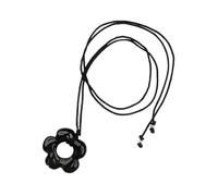 ZYKEJJDDAK Gargantilla ajustable con diseño de flor de cinco pétalos, color negro, para uso casual o fiesta, 140cm, Acrílico, No es una piedra preciosa
