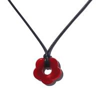 ZYKEJJDDAK Gargantilla con colgante de flor de cera larga para mujer, elegante cadena ajustable para fiesta de niñas, 2.7cm, Acrílico, No es una piedra preciosa