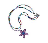 ZYKEJJDDAK Gargantilla de cadena de flores de doble capa, collar con colgante, collar de clavícula, joyería de fiesta para mujer, 42 cm, Mi Zhu, No es una piedra preciosa