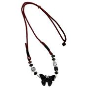 ZYKEJJDDAK Gargantilla de inspiración china con cuentas de mariposa, collar de moda con lazo y corazón, cadena ajustable para clavícula, 4.68x3.12in, Metal, No es una piedra preciosa