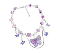 ZYKEJJDDAK Gargantilla de mariposa para mujeres y niñas, joyería con dije de alas de hadas, collar punk, 5.07x5.07in, Cristal de acero inoxidable, No es una piedra preciosa