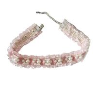 ZYKEJJDDAK Gargantilla de perlas con flores pequeñas, collar dulce y fresco, cadena para el cuello, joyería de fiesta de boda para mujer, 307cm, tela, No es una piedra preciosa