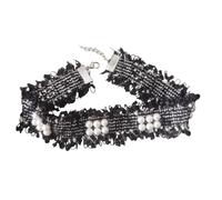 ZYKEJJDDAK Gargantilla de perlas con flores pequeñas, collar dulce y fresco, cadena para el cuello, joyería de fiesta de boda para mujer, 307cm, tela, No es una piedra preciosa