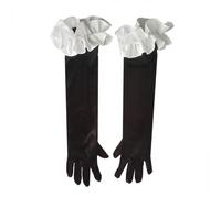 ZYKEJJDDAK Guantes de noche para mujer, con volantes, elegantes, dedos completos, oscuros de los años 20, con volantes, novia, boda, baile de graduación