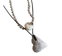 ZYKEJJDDAK Juego de 2 collares con colgante en forma de corazón en capas para mujer, collares de fiesta, joyería de fiesta, 36cm, resina de acero de titanio, No es una piedra preciosa